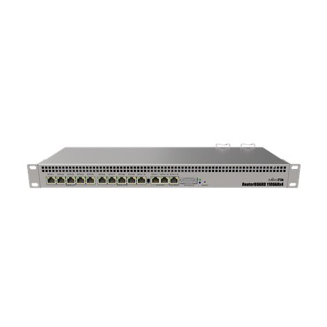 Mikrotik Wired Ethernet Router RB1100x4, 1U Rackmount, Quad core 1.4GHz CPU, 1 GB RAM, 128 MB, 13xGigabit LAN, 1xSerial console